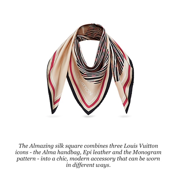 New Louis Vuitton Scarf Monogram Alma Bag Print Beige Silk Wrap - Picture 12 of 16